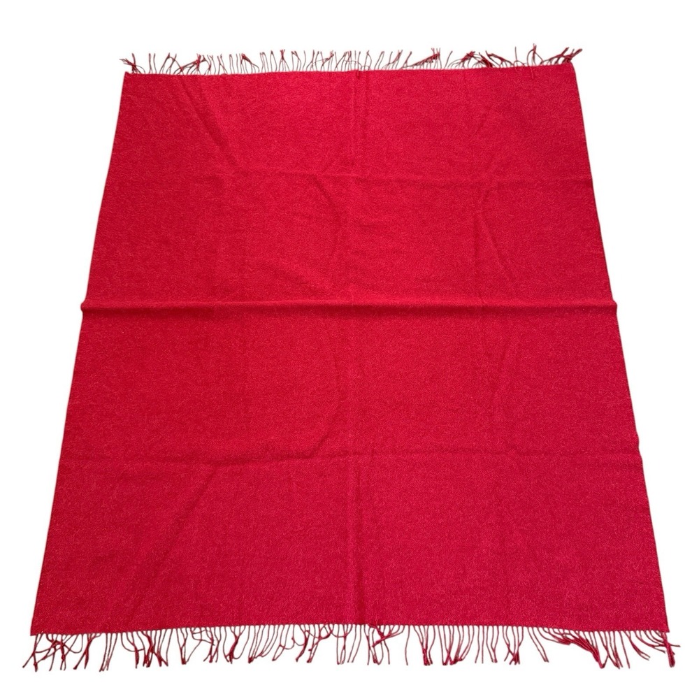 Alicia Adams Alpaca Blend Classic Throw Solid Red Fringe Wool Cozy Cabin 68 X 55